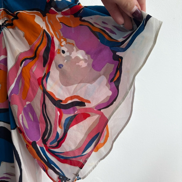 Anthropologie Maeve Floral Vero Flutter Sleeves Silk Shift Dress Sz Small - Picture 8 of 15